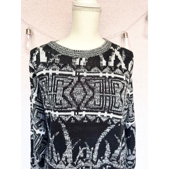 Vintage 1980's Uniform Code Black & White Knitted Sweater Medium - Picture 2 of 9